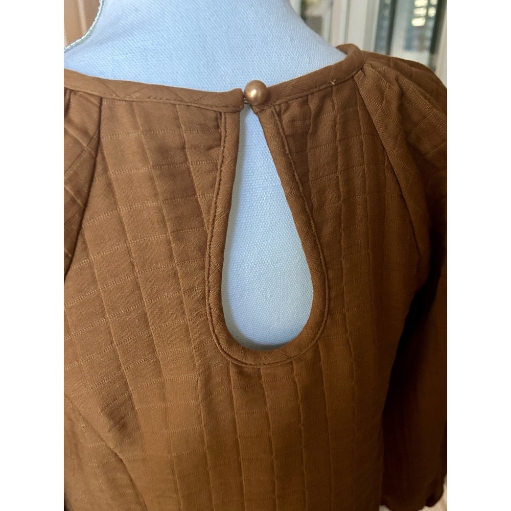 Levi's 3/4 Sleeve Quilted Tailored Cotton Terra Cotta Shirt Blouse Boho X-Small - Picture 4 of 11
